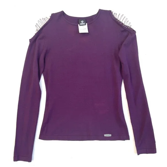 Auc Versace Chained Cold shoulder knit top/sweater